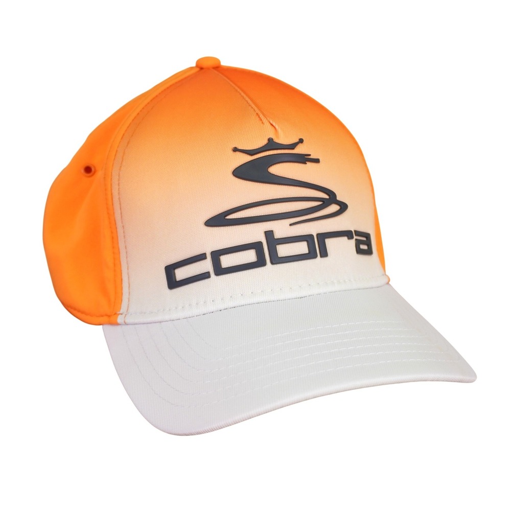 Cobra Golf Tour Hat L/XL Orange White Gradient Performance Flexfit Fitted Cap